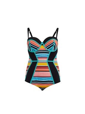 Torrid Multicolor Striped Underwire One Piece Swimsuit Crossback- Size 00